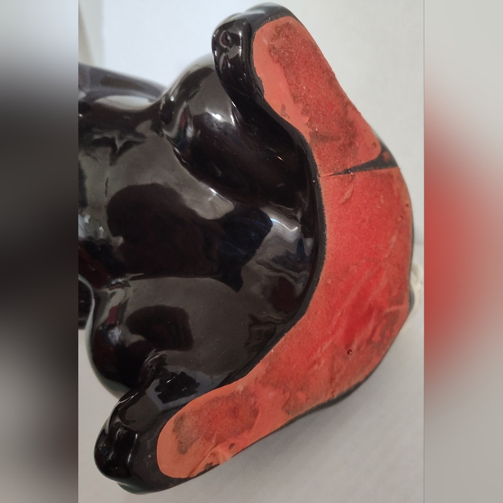 Vintage Redware Pottery‎ Anthropomorphic Black Rabbit Statue  15" Tall Easter - Picture 11 of 11